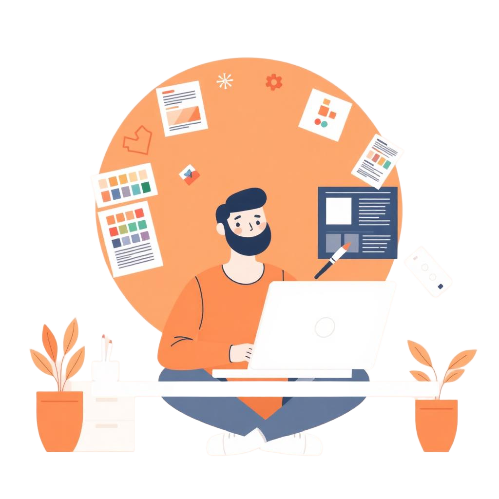 Designer crafting visuals